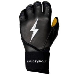 Bruce Bolt PREMIUM PRO Long Cuff Batting Gloves: Black -Baseball Equip Shop LC BLKG LEFT