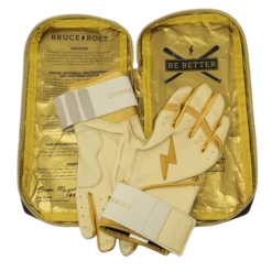 Bruce Bolt PREMIUM PRO Gold Series Batting Gloves: Long Cuff -Baseball Equip Shop LC GLD BAG2