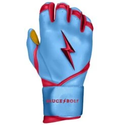 Bruce Bolt PREMIUM PRO BADER Series Long Cuff Batting Gloves: Baby Blue -Baseball Equip Shop LC HBB RIGHT