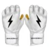 Bruce Bolt PREMIUM PRO Long Cuff Batting Gloves: White 1 Bruce Bolt PREMIUM PRO Long Cuff Batting Gloves: White -Baseball Equip Shop LC WHTG HERO