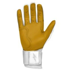 Bruce Bolt PREMIUM PRO Long Cuff Batting Gloves: White -Baseball Equip Shop LC WHTG PALM