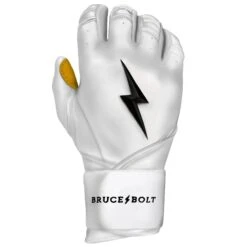 Bruce Bolt PREMIUM PRO Long Cuff Batting Gloves: White -Baseball Equip Shop LC WHTG RIGHT