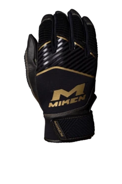 Miken Softball MK7X Adult Black And Gold Batting Gloves: MBGGLD-BLK -Baseball Equip Shop MBGGLDblack3