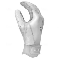 Bruce Bolt PREMIUM PRO Chrome Series Short Cuff Batting Gloves: White -Baseball Equip Shop SC CHRW SIDE