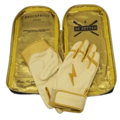 Bruce Bolt PREMIUM PRO Gold Series Batting Gloves: Short Cuff -Baseball Equip Shop SC GLD BAG2