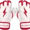 Bruce Bolt PREMIUM PRO BADER Series Short Cuff Batting Gloves: White -Baseball Equip Shop SC HBW HERO