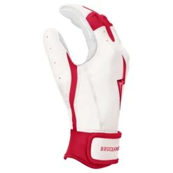 Bruce Bolt PREMIUM PRO BADER Series Short Cuff Batting Gloves: White -Baseball Equip Shop SC HBW SIDE