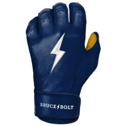 Bruce Bolt PREMIUM PRO Short Cuff Batting Gloves: Navy 19 Bruce Bolt PREMIUM PRO Short Cuff Batting Gloves: Navy -Baseball Equip Shop SC NVYG LEFT