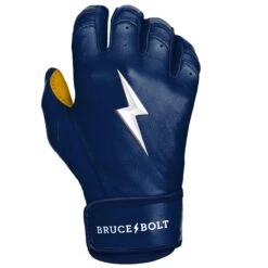 Bruce Bolt PREMIUM PRO Short Cuff Batting Gloves: Navy 21 Bruce Bolt PREMIUM PRO Short Cuff Batting Gloves: Navy -Baseball Equip Shop SC NVYG RIGHT