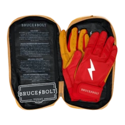 Bruce Bolt PREMIUM PRO Short Cuff Batting Gloves: Red -Baseball Equip Shop SC REDG BAG2