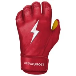 Bruce Bolt PREMIUM PRO Short Cuff Batting Gloves: Red -Baseball Equip Shop SC REDG LEFT