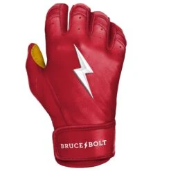 Bruce Bolt PREMIUM PRO Short Cuff Batting Gloves: Red -Baseball Equip Shop SC REDG RIGHT