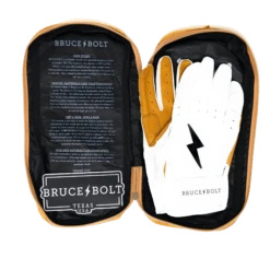 Bruce Bolt PREMIUM PRO Short Cuff Batting Gloves: White -Baseball Equip Shop SC WHTG BAG2