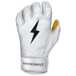 Bruce Bolt PREMIUM PRO Short Cuff Batting Gloves: White -Baseball Equip Shop SC WHTG LEFT