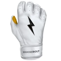 Bruce Bolt PREMIUM PRO Short Cuff Batting Gloves: White -Baseball Equip Shop SC WHTG RIGHT